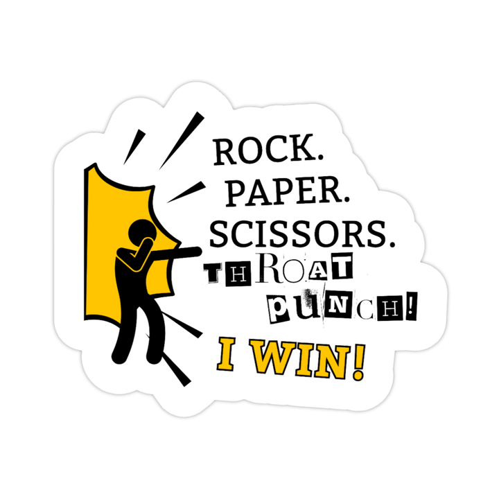 Rock Paper Scissors Throat Punch Sticker