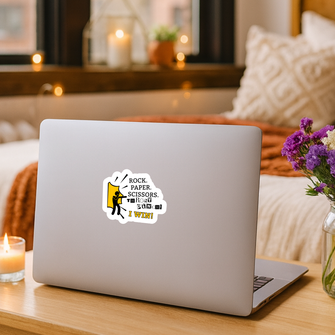 Rock Paper Scissors Throat Punch Sticker