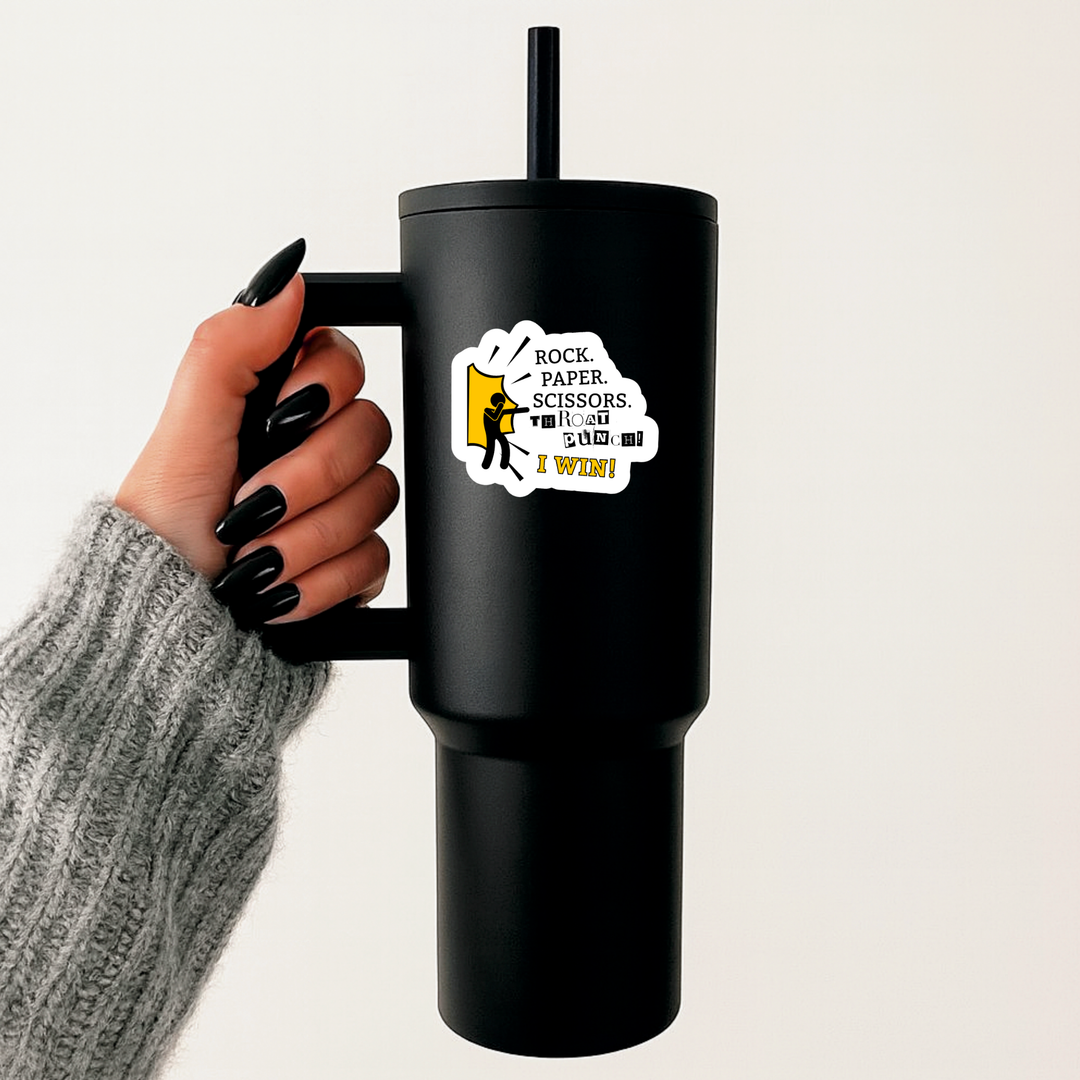 Rock Paper Scissors Throat Punch Sticker