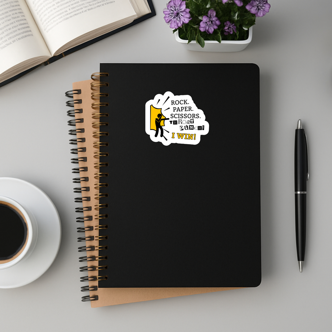 Rock Paper Scissors Throat Punch Sticker
